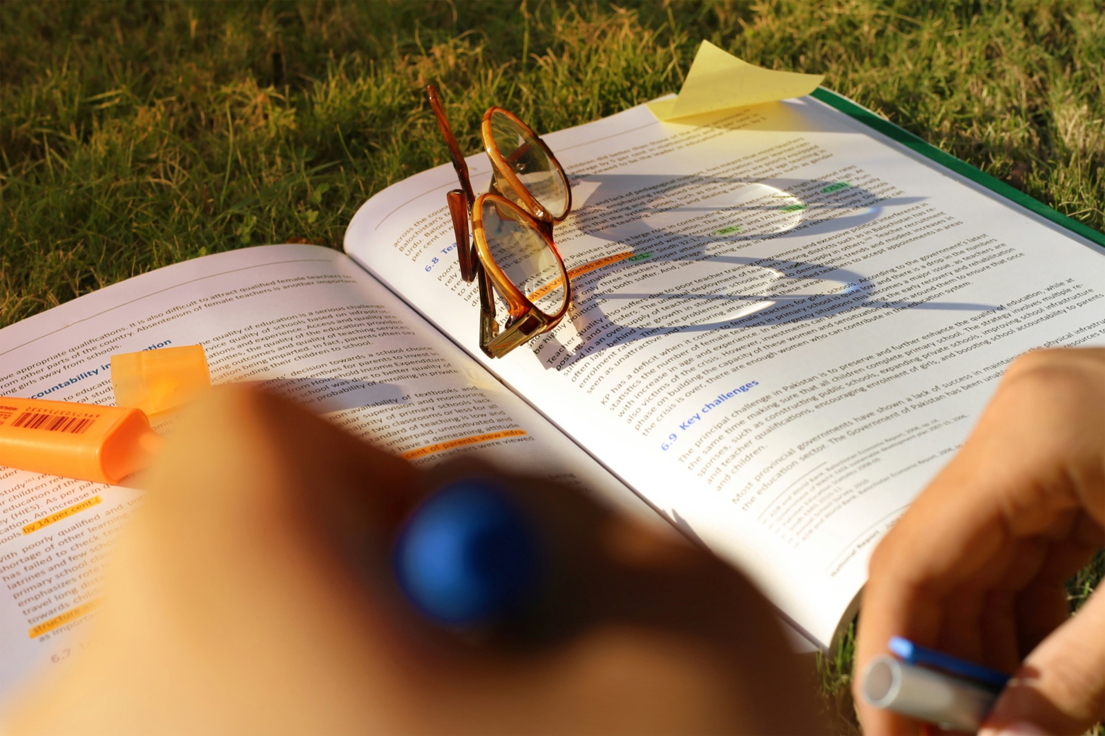 Student reviewing study materials